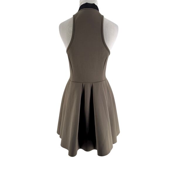 T By Alexander Wang Olive Taupe Neoprene Sleeveless A-Line Dress Size Medium - Picture 3 of 5